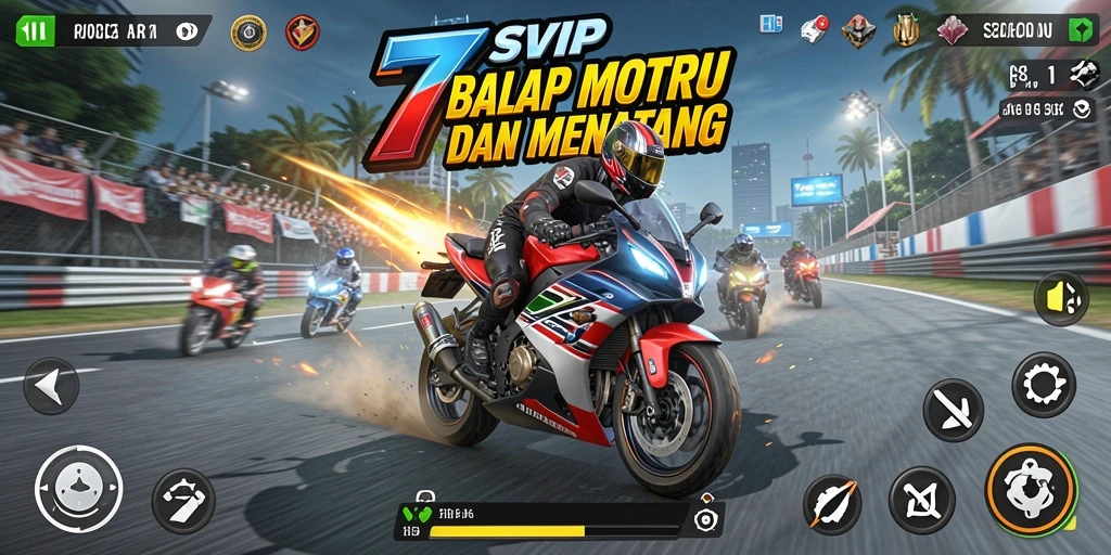 Tampilan gameplay seru dalam balapan motor 7SVIP.