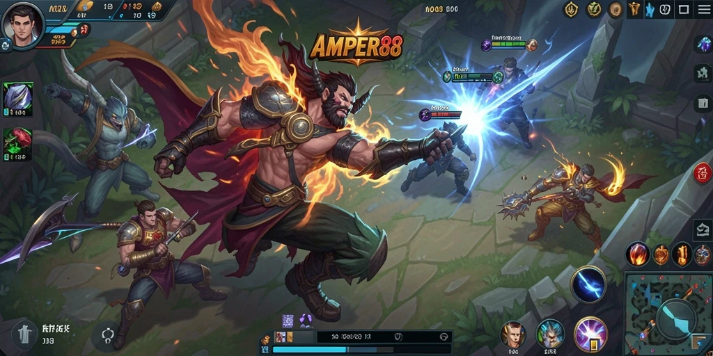 Gameplay seru dengan aksi pertarungan tim di AMPER88.