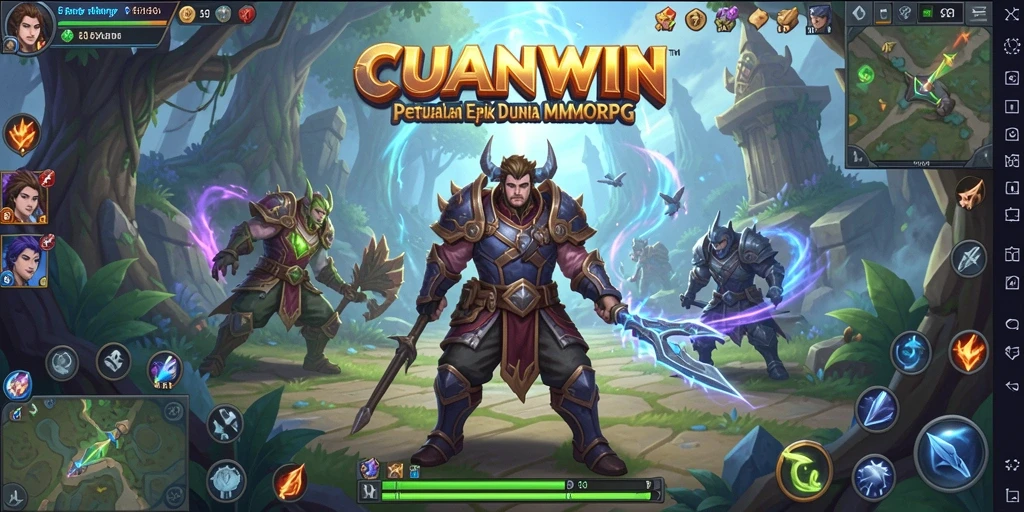 Tangkapan layar utama CUANWIN menampilkan aksi seru dalam pertempuran MMORPG.