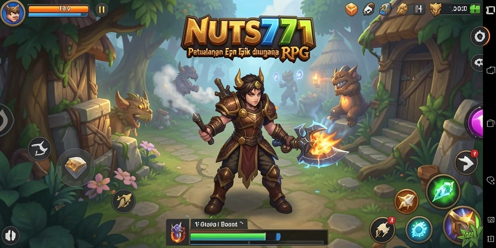 Tampilan gameplay NUTS777 yang menakjubkan dengan petualangan RPG.